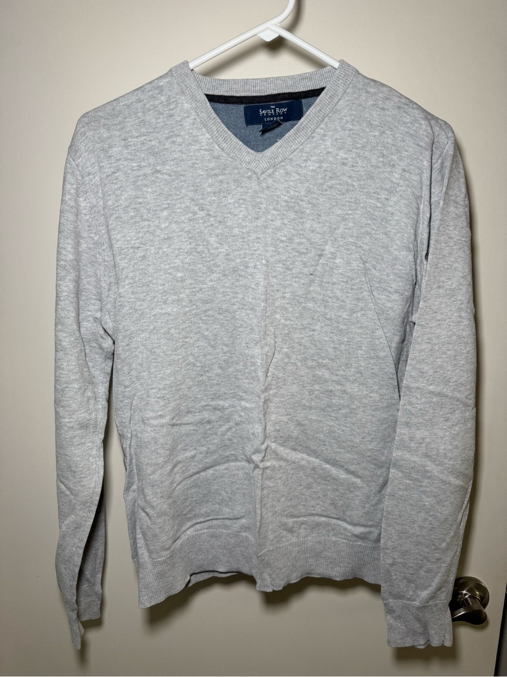 Men's Light Gray V-Neck Sweater by